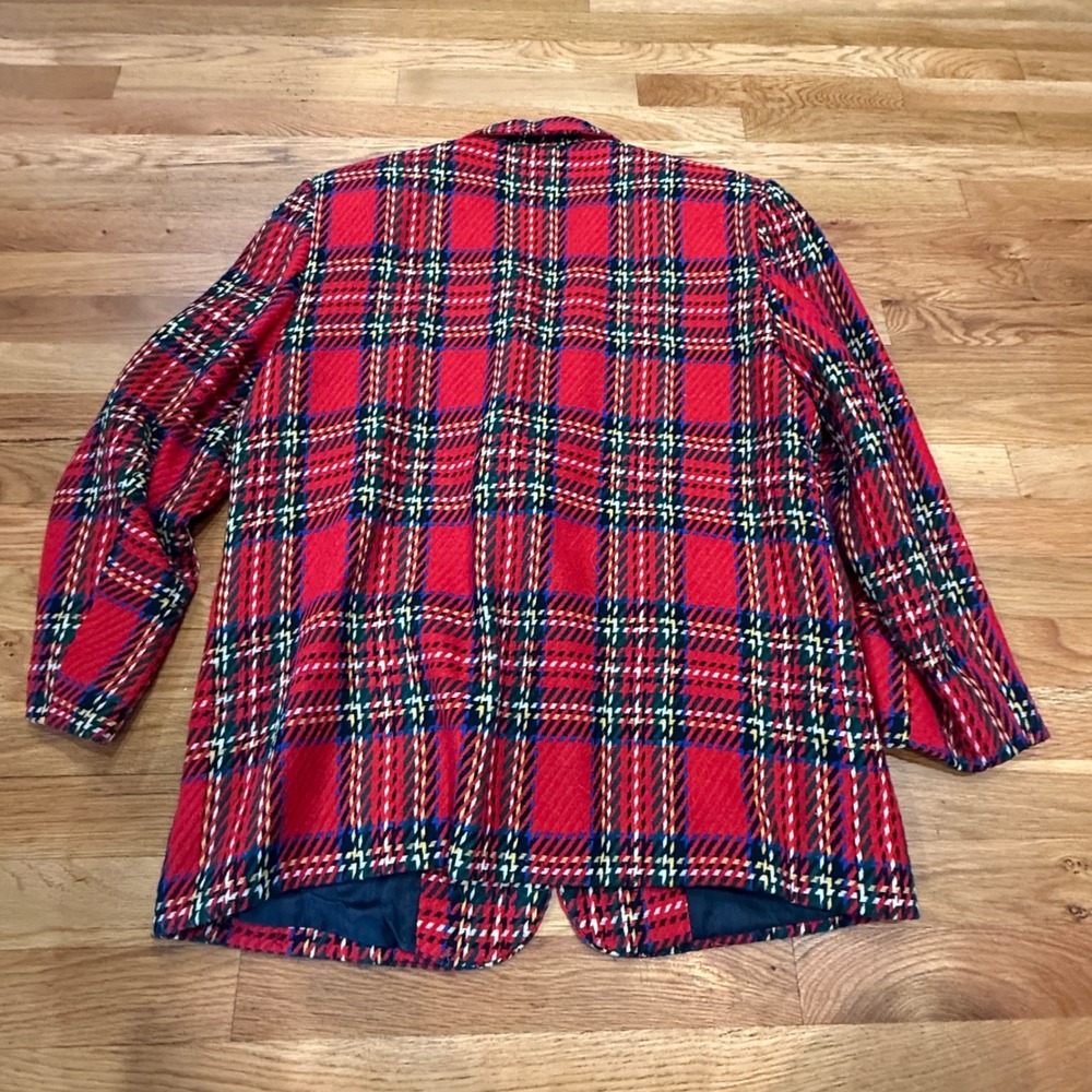 Vintage Joule Energy Red Plaid Wool Blend Blazer Jacket Size 13-14 Bulgaria - Picture 3 of 7